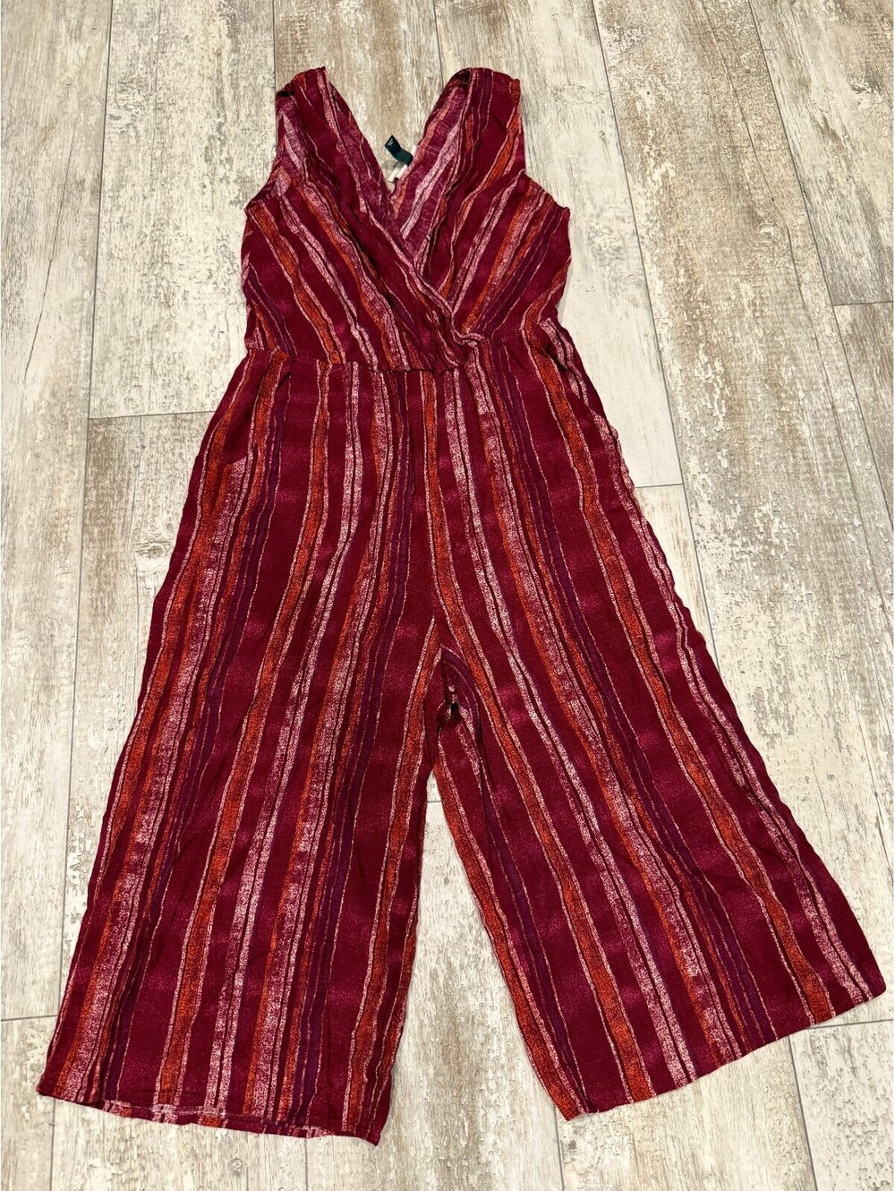 Universal Thread M Burgundy Striped Wide Leg Jumpsuit